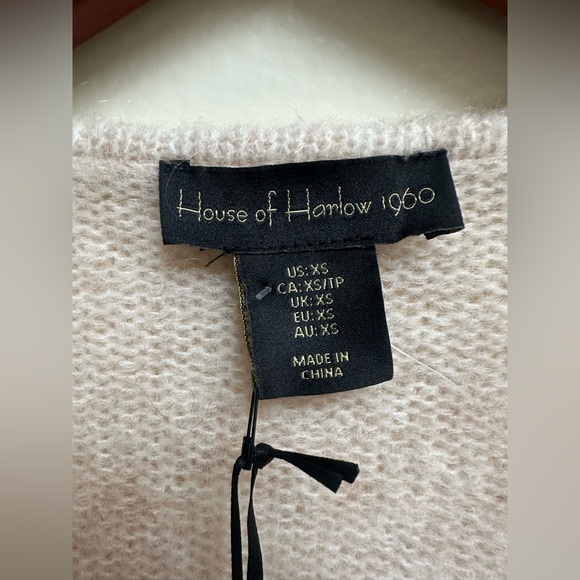 NWT House Of Harlow Elegant Beige Lace Trim Sweater Cardigan - Picture 4 of 11